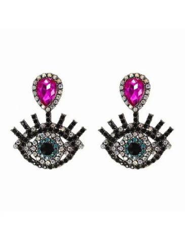 New Design Acrylic Multicolored Eyes Stud Earrings - Pink Stylord