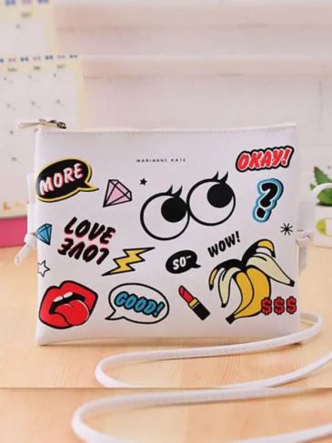 New Fashion Cartoon Graffiti Bag - White Stylord