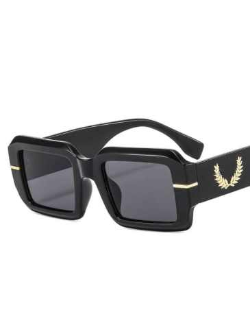 New Fashion Olive Branch Rectangle Sunglasses - Black Stylord