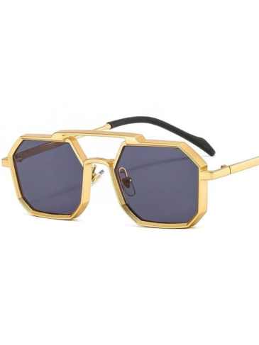 New Fashion Square Hexagon Brand Designer Sunglasses - Gold Stylord