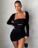 New Hollow Out Black Mini Dress - s Stylord