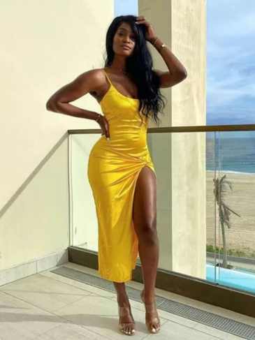 New Spaghetti Strap Rushed Bandage Dress - Stylord