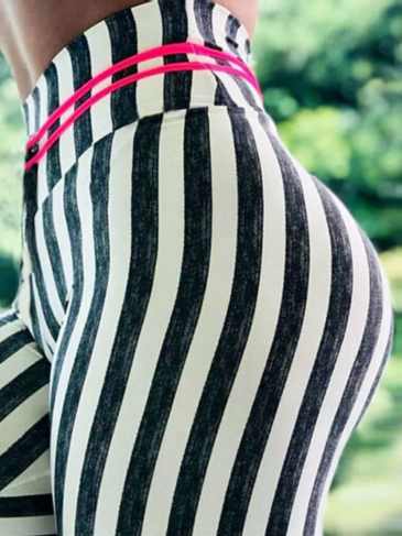 New Stripe High Waist Elastic Legging - Stylord