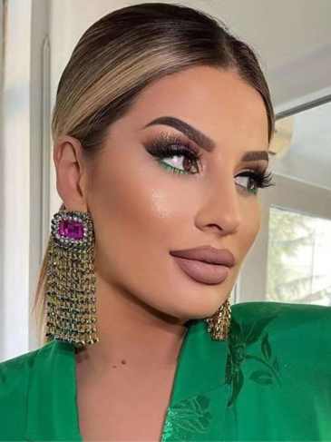 New Trend Rhinestone Long Tassel Dangle Earrings - Green Stylord