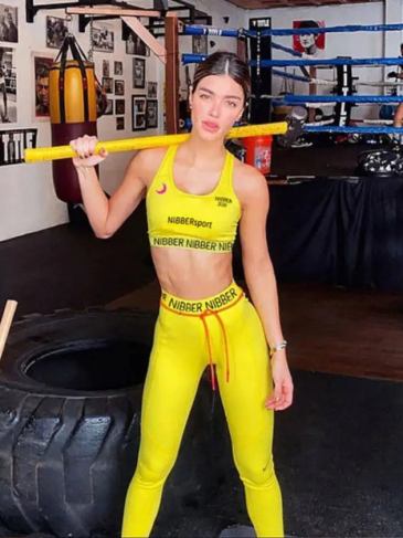 Nibber High Elastic Skinny Yellow Tracksuit - One Size Stylord