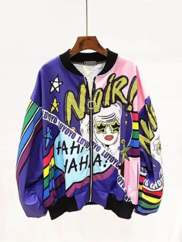 Noir Batwing Zipper Streetwear Jacket - Purple / One Size Stylord