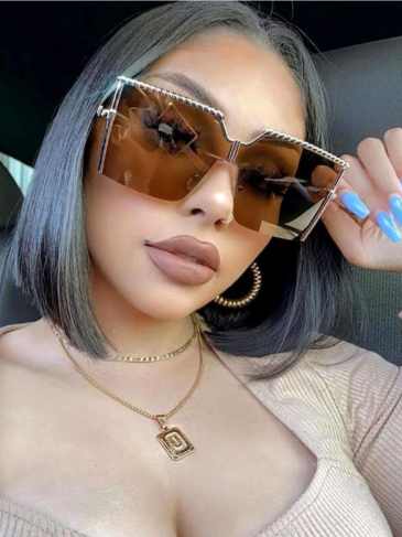 Oversized Square Luxury Brand Brown Sunglasses - Stylord