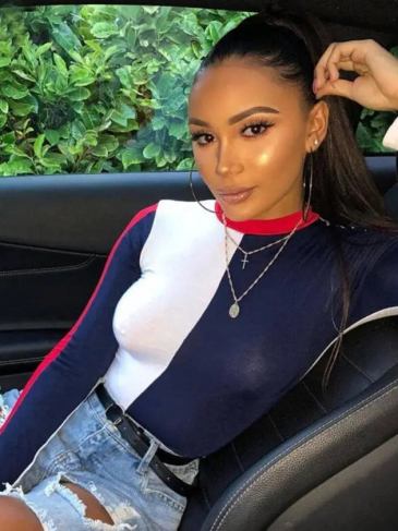 Patchwork Elegant Bodysuit - Blue / s Stylord