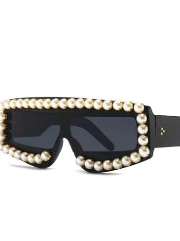 Big Pearl Luxury Designer Fashion Sunglasses - Black Stylord