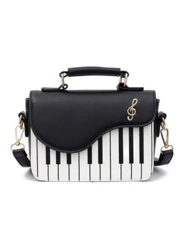 Piano Pattern Fashion Bag - Black Stylord