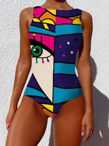 Printed Cartoon High Quality One Piece Swimsuit - Blue / s Stylord