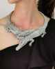 Punk Gold Crocodile Rhinestone Choker Necklace - Silver Stylord