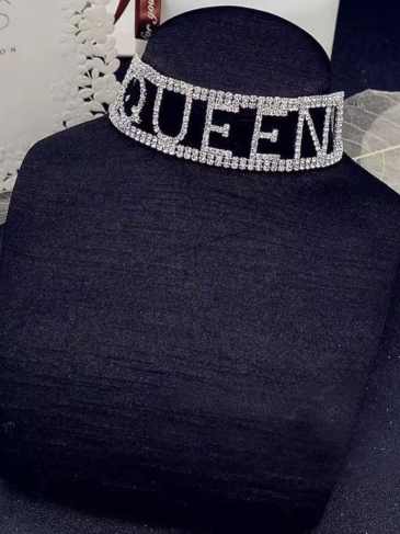 Queen Rhinestone Sparkling Fashion Sexy Choker - Silver Stylord