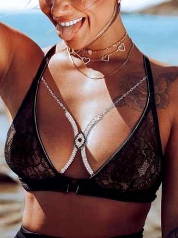 Rave Evil Eye Rhinestone Body Chain - Silver Stylord