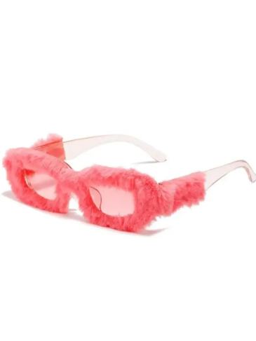 Rectangle Brand Designer Hairy Style Luxury Sunglasses - Pink Stylord