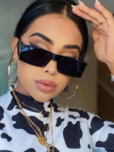 Rectangle Mirror Punk Sunglasses - Black Stylord