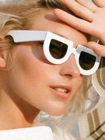 Retro Flat Top White Frame Sunglasses - Stylord