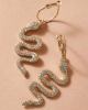 Rhinestone Decor Serpentine Hoop Drop Earrings - Gold Stylord