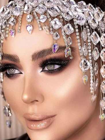 Rhinestone Forehead Square Bridal Accessories Headpiece - Silver Stylord