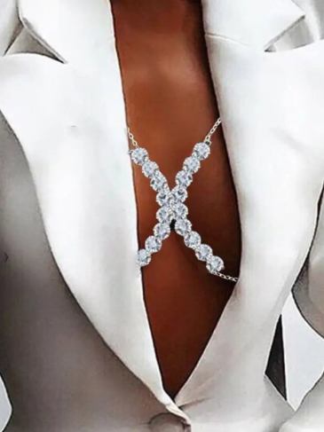 Rhinestone New Body Chain Bra Jewelry - Silver Stylord