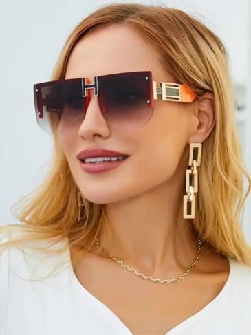 Rimless Brand Retro Luxury Sunglasses - Orange Stylord