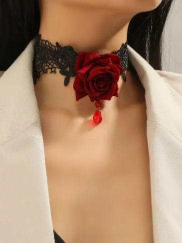 Rose Decor Choker - Black Stylord