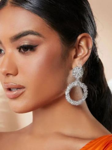 Round Charm Drop Earrings - Silver Stylord