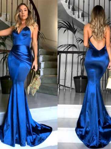 New Satin Backless Maxi Evening Dress - Stylord