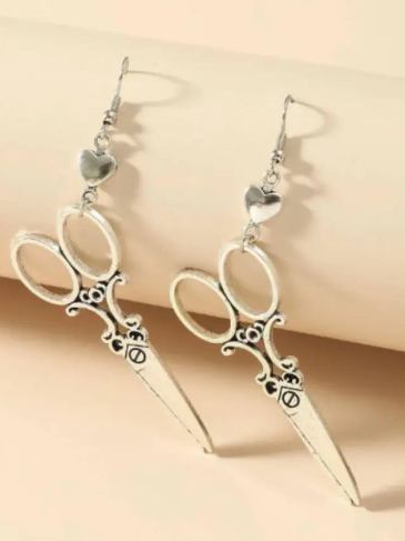 Scissor Charm Drop Earrings - Silver Stylord