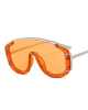 Semi-rimless Shield Gradient Lens Brand Sunglasses - Orange Stylord
