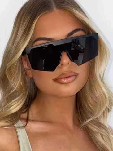 Semi-rimless Trending Black Sunglasses - Stylord