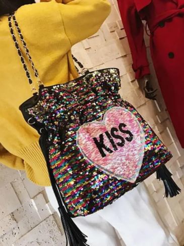 Sequin Bling Kiss Trendy Bag - Multi Stylord
