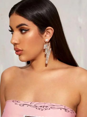 Sequin Lightning Dangle Earrings - Silver Stylord