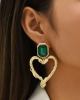 Serpentine Heart Decor Drop Earrings - Green Stylord