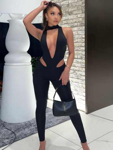Sexy Cut Out Black Sleeveless Jumpsuit - s Stylord