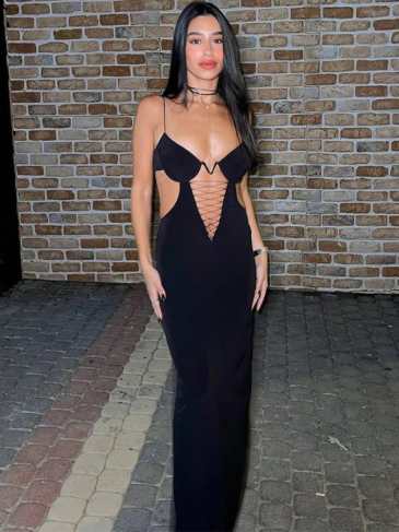 Sexy Cut Out Party V - neck Bodycon Dress - Black / s Stylord