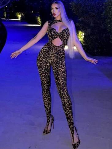 Sexy Hollow Out Sleeveless Bodycon Jumpsuit - Brown / s Stylord