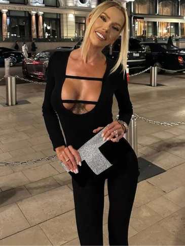 Sexy Party Long Sleeve V - neck Jumpsuit - Black / s Stylord