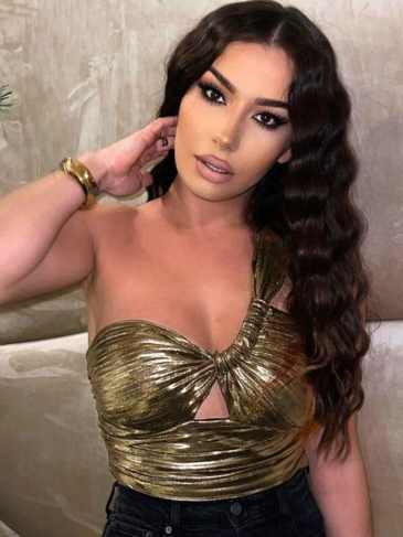 Sexy One Shoulder Ruched Shiny Crop Top - Gold / s Stylord