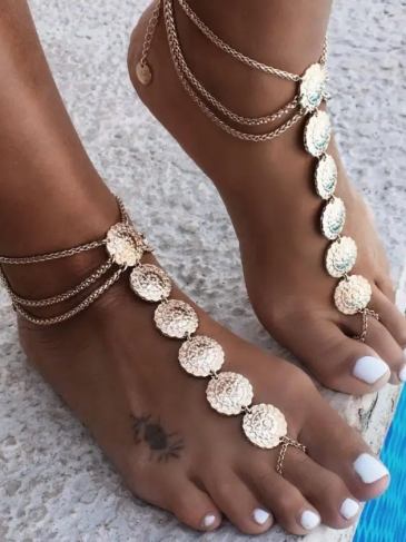 Sexy Tassel Anklet Foot Beach Jewelry - Gold Stylord