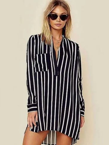 Sexy V-neck Mini Dress - Black / One Size Stylord