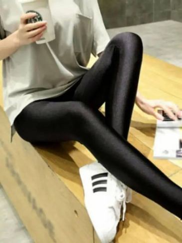 Shiny Black Thin Elastic Skinny Legging - m Stylord