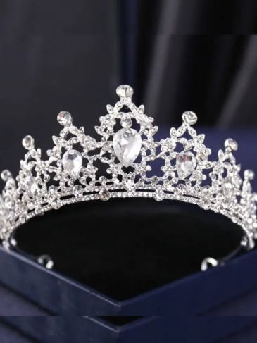 Silver Color Rhinestone Crown Headpiece - Stylord