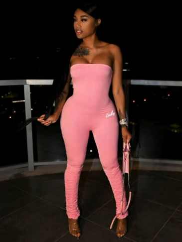 Sleeveless Slash Neck Lucky Sexy Summer Jumpsuit - Pink / s Stylord