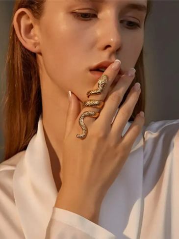 Snake Big Exaggerated Fashion Ring - Gold Stylord