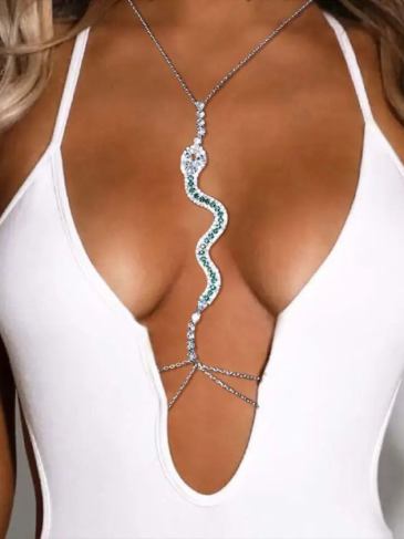 Snake Breast Bra Chain Jewelry - Silver Stylord