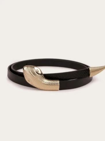 Snake Buckle Fashion Leather Belt - Black Stylord
