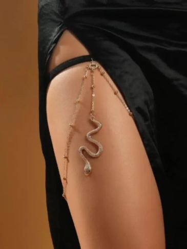 Snake Decor Thigh Chain - Gold / a Stylord