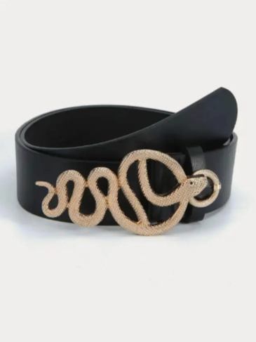 Snake Fashion Leather Belt - Black Stylord