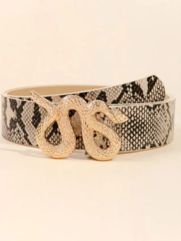 Snake Pattern Fashion Leather Belt - Brown Stylord